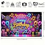 Neon Happy Birthday Banner Glow In The Dark Happy Birthday Banner Glow In The Dark Backdrop Neon Backdrop Colorful Party Background Party Decorations Celebration 71x43 Inch - Image 3