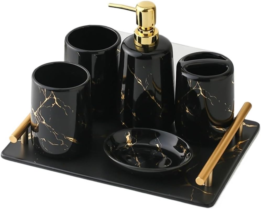 Ceramic Bathroom Five Piece Wash Set(OneColor)