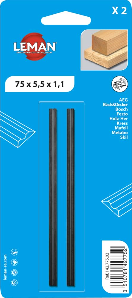 Leman 142.778.02 - Pack de 2 cuchillas de cepillo eléctrico (MD 78 x 5,5 x 1,1 mm)