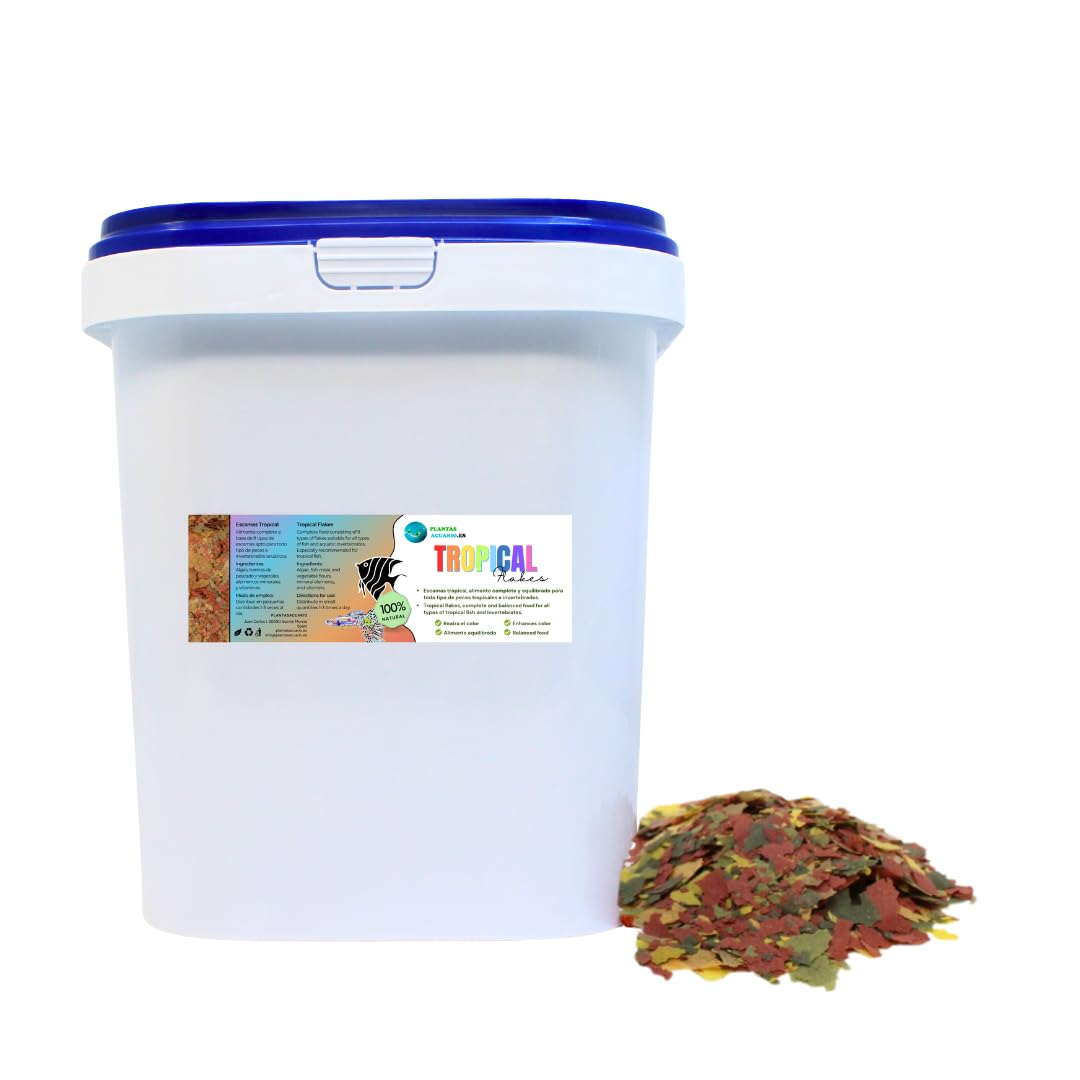 Tropical Flakes Plantasacuario 5500ml, Comida en Escamas para Todo Tipo de Peces Tropicales y de Agua Caliente, Saludable y Potencia el Color, Dieta Diaria equilibrada para Peces