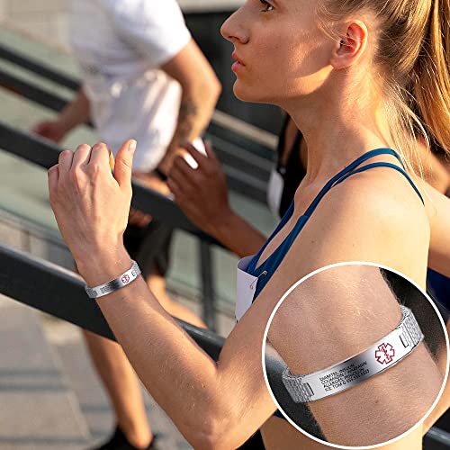 LanM Medical Alert Bracelets for Men & Women - Free Engraving, Stainless Steel, 7.9-8.7 Inch3
