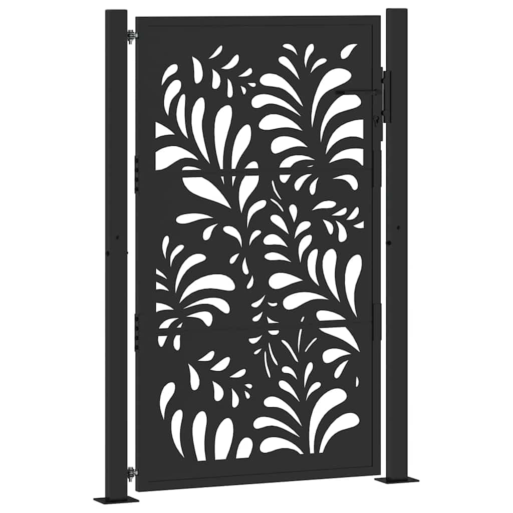 Metalowa brama ogrodowa, 100 x 150 cm, z zamkiem i kluczami, malowana proszkowo stalowa brama wejściowa, falista konstrukcja, do ogrodu i działki