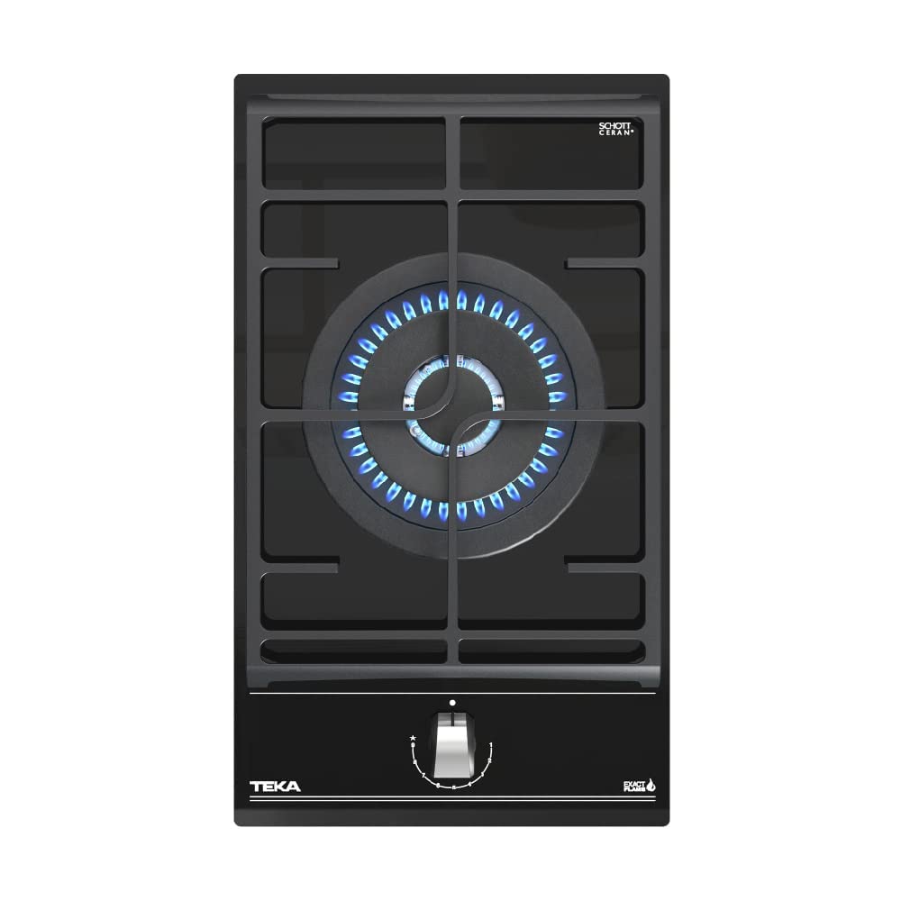 TEKA Placa de Gas 30 cm, ExactFlame, 1 Quemador Doble Anillo 4,00 kW, Vidrio Cerámico, Sistema Fast-Click, GZC 31330 (BUT)
