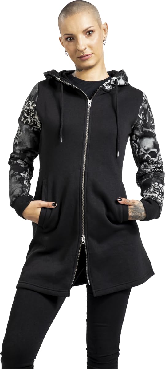 Black Premium by EMP Damen schwarze Kapuzenjacke mit Schnürungen
