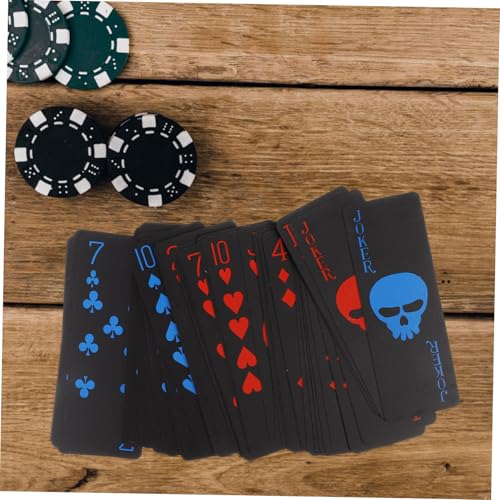 Abaodam wasserdichte Pokerkarten aus Schwarzem PVC Kunststoff Kreative Spielkarten mit Totenkopfdesign für Partys und Familienfeiern Langlebiges Kartendeck für Unzählige Spiele – Bild 5