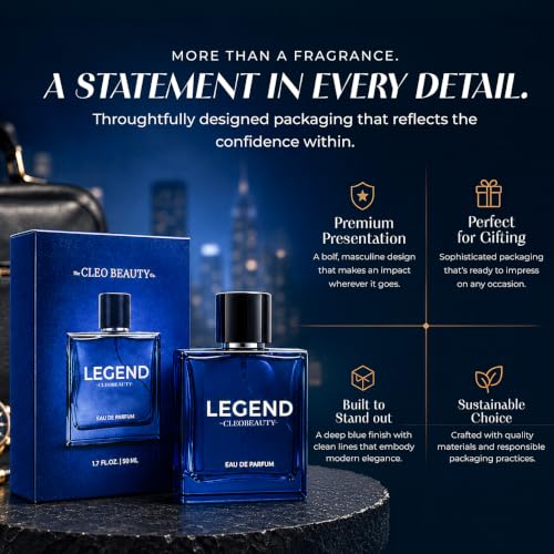 Image of TheCLEOBEAUTYCo LEGEND Eau De Parfum for Men | Long Lasting Luxury Perfume | Fresh Citrus, Aromatic Cardamom & Woody Amber Fragrance | Premium Men's EDP for Office, Party & Daily Wear | 50 ml