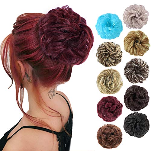 MORICA 1PCS Messy Hair Bun Hair Scrunchies Extension Curly Wavy Messy Synthetic Chignon for Women Updo Hairpiece.
