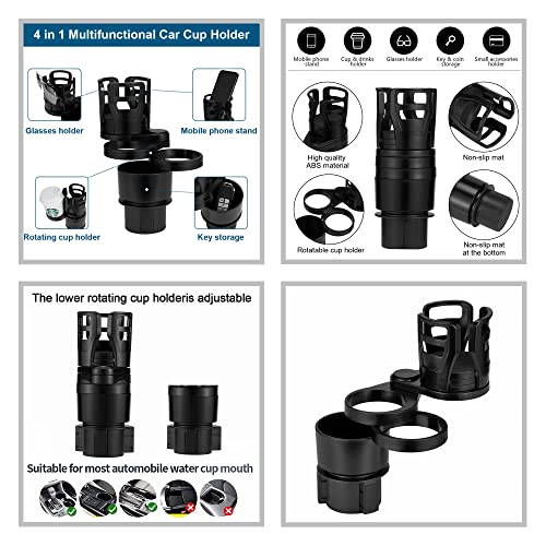 Image of 4 in 1 Car Cup Holder Extender Multifunctional Car Cup Holder Organizer Car Interior Accessories for Drinks Bottles Cups Holder