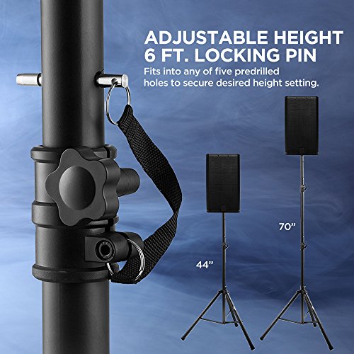 Pa Speaker Stands Pair Pro Adjustable Height with 50 Cable Ties Kit To Secure Cable to stand (2 Stands) 6ft Tripod Speaker stands by Starument - Thumbnail 4