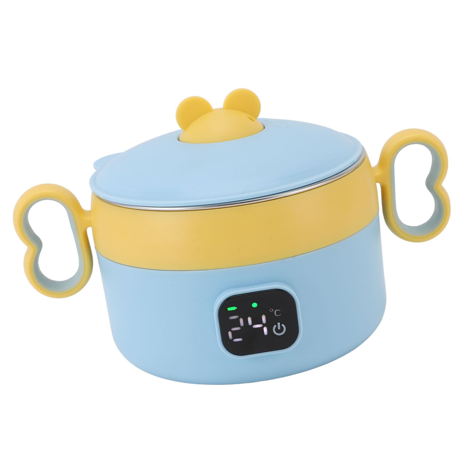 Lunch Box Elettrico Portatile per Bambini, Scaldavivande Senza Fili Acciaio Inossidabile Temperatura Costante Automatica Ricaricabile Tramite USB per Ufficio, Viaggi, Cantiere,
