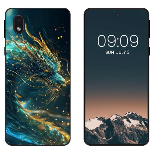 WUACYEAMING Funda Bonita para Samsung Galaxy M01 Core,Carcasa con Aesthetic Lindo Dibujos,Ultrafina Suave TPU Antigolpes Case Divertidas Diseño Negro-Dragón