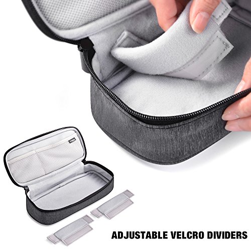 TYCKA Mini Travel Electronics Accessories Storage Bags with Two Adjustable Dividers for Cable, Cord, USB, SD Cards, Chargers, Deep Gray