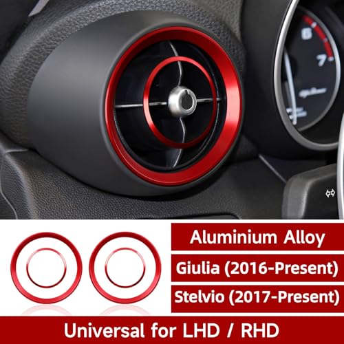 Image of 4PCS Car Air Vent Frame Trim AC Sticker Decals Aluminum Alloy Compatible with Alfa Romeo Giulia 952 Stelvio 949 2016-2026 Accessories (Front)