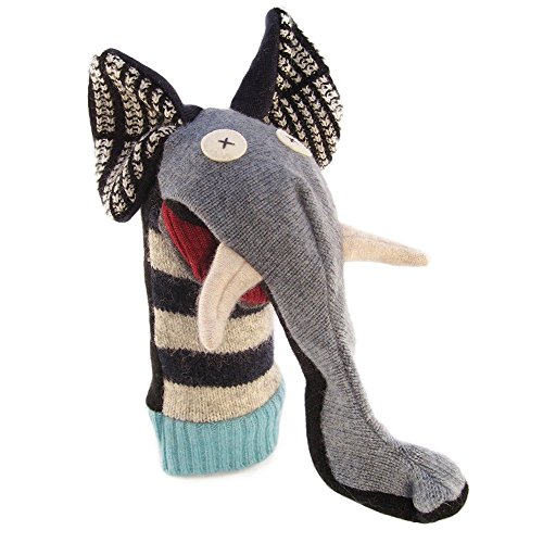 Image of Cate and Levi 12 inch Handmade Elephant Hand Puppet (Premium Reclaimed Wool), Colors Will Vary