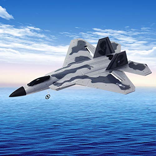 RC Fighter - Mini RC F22 Raptor Model Toy Drone EPP Remote Control RC Airplane RTF Kids Toy Jet Fighter Aircraft Model For Beginner and Kids (Camouflage, 38x28x11cm)