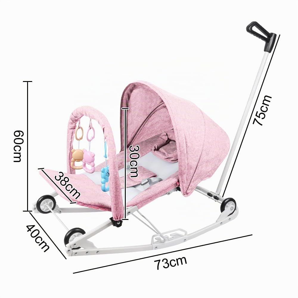 Transat Bébé Vibrations Apaisantes - Ergonomique - Musique, Barre de Jouets Amovible, 0 à 9 Mois Jusqu'à 9 kg- 40 x 80 x 66 cm - Rose