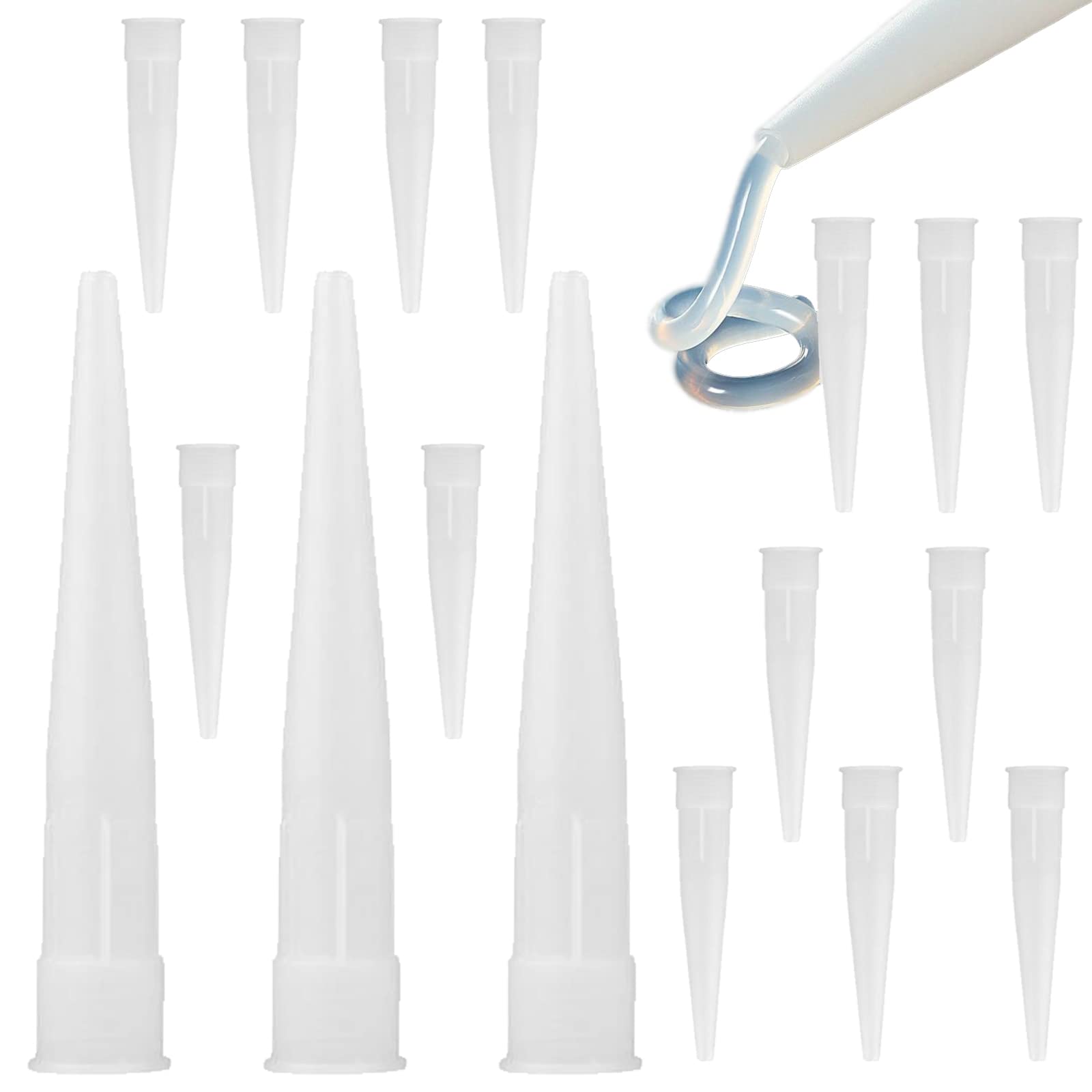 Xhbts White 60 Silicone Nozzles Applicator Plastic Caulking Gun Extender Caulk Nozzle Tip Tool For Sausage Caulking Gun, Caulk Nozzles Applicator