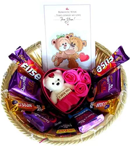 Cadbury Valentine Day Special Chocolate Gift Hamper for Your Love Combo (Cadbury Silk - 4, Cadbury Fuse - 2, Cadbury 5 Star - 2, Cadbury Dairy Milk - 1)
