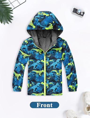 SEAUR Boys Hooded Rain Jacket Lightweight Waterproof Mech Lined Raincoats for Kids Outdoor Windbreaker Jackets3