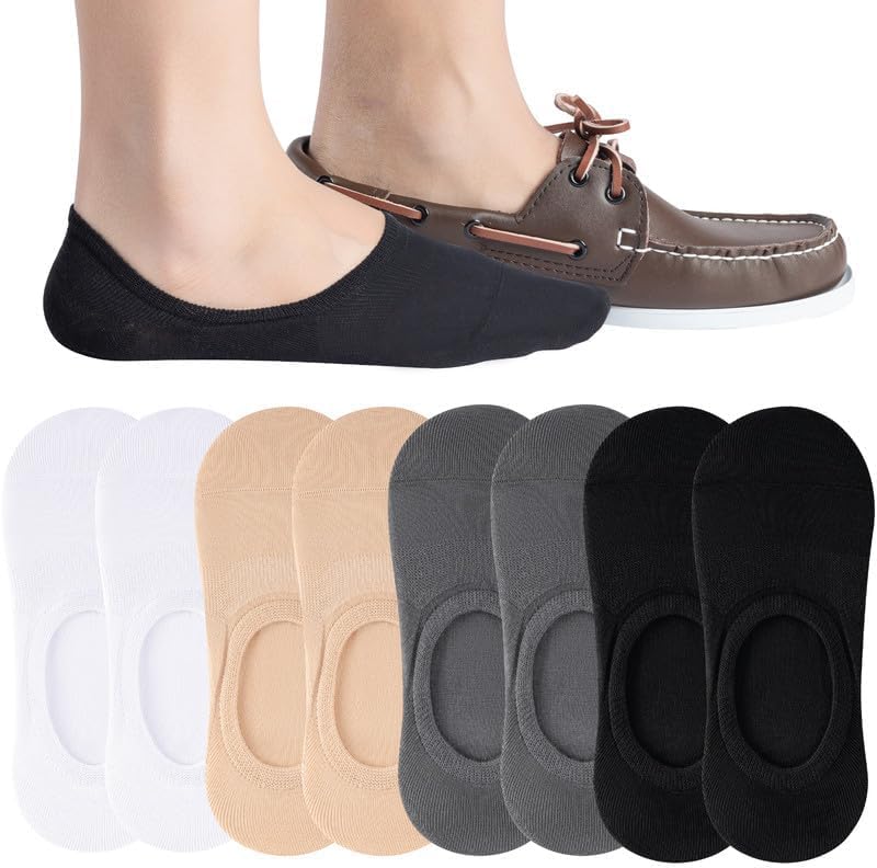 Image of Men's No Show Socks - Loafer Socks - Non Slip & Low Cut Under Ankle Invisible Socks - For Casual & Formal Wear - Soft & Stretchable - Gripped Inner