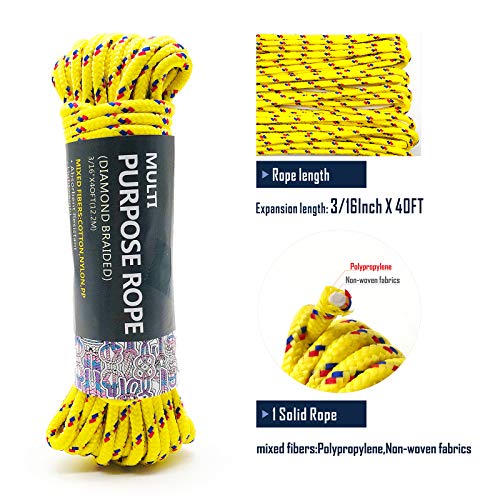 Snapklik.com : HOUERT Polypropylene Clothesline Rope, 3/16Inch X 40FT ...