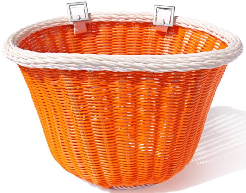 Colorbasket Adult Front Handlebar Bike Basket - Orange with White Trim