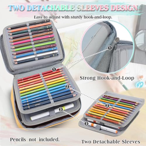 Image of VX VONXURY Large Pencil Case, 54-Slot Colored Pen Pouch 2 Removable Sleeves | Cute Zipper Pencil Bag Organizer, Top Handle, Front Zip Pocket, Durable Fabric for Art Supplies Markers School Travel College