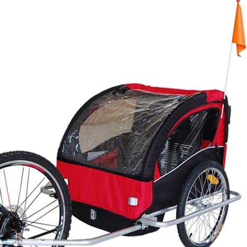 Veelar Children Bicycle Trailer Jogging Stroller Combo 2 in 1 Red/Black