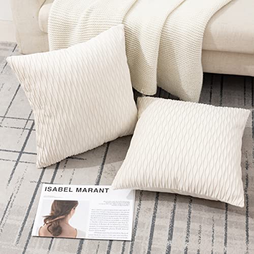 Etasop Throw Pillows With Inserts Included 18X18, 2 Pack Velvet Striped Pillow Covers With Inserts Farmhouse Home Decor (Off White) #TOP5