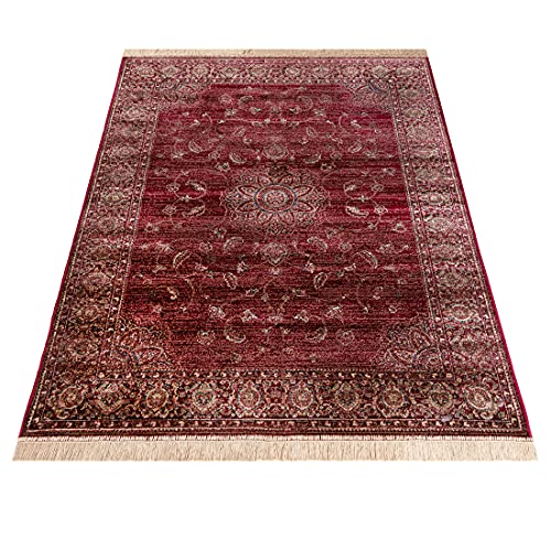 Carpeto Rugs Teppich mit Fransen Orientalisch in Rot - Wohnzimmer Schlafzimmer - Klassisch Orient Muster dicht gewebt… – Bild 7