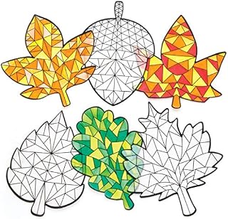 Baker Ross AR646 Autumn Colour In Window Decorations - Pack of 12, Window Stickers Kids, Suncatcher Stained Glass Effect for Children to Make and Display