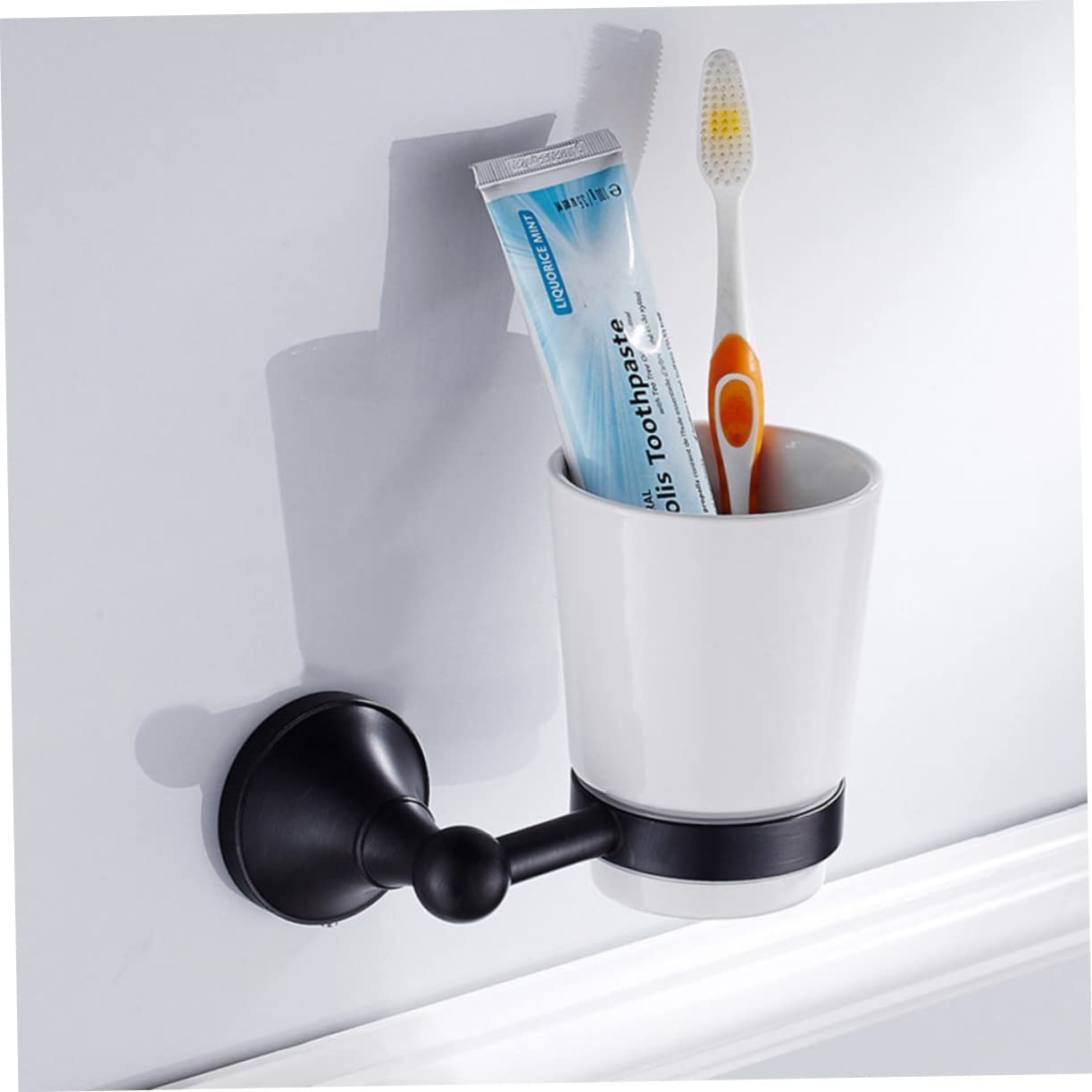 KOMBIUDA Portavasos Retro para Baño Individual De Cerámica Soporte para Vaso De Cepillo De Dientes Colgador De Pared para Organizacion De Espacio
