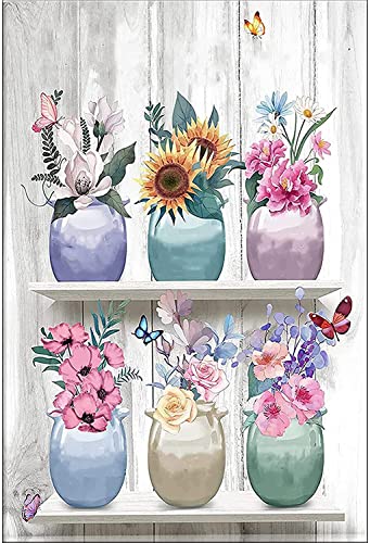 shixpiov Malen Nach Zahlen Erwachsene Blume DIY Ölgemälde Leinwand Set mit 3 Pinsel und Acrylpigment für Frauen Home Deko Geburtstag Weihnachten Geschenk - 40 x 50 cm (Ohne Rahmen)