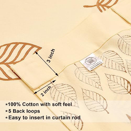 Image of THE LINEN COMPANY Printed Curtains 9 Feet Long, Duck Canvas Cotton Leaf Curtains for Hall, 9ft Set of 2, Pan Print