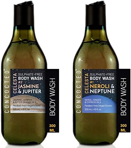 CONCOCTED Celesta Sulphate-Free Body Wash - Jasmine & Jupiter and Neroli & Neptune -Set of 2 -300 Ml X 2