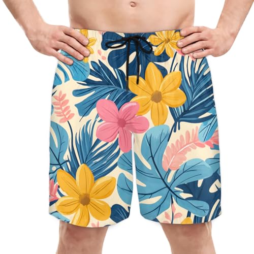 Men's Swim Trunks Size S Fresh Flower with Mesh Lining Soft Breathable Quick Dry Beach Shorts
