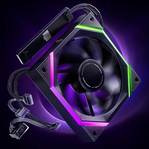 Image of AsiaHorse Nyota Pro 120mm PC Fans ARGB PWM, Modular Daisy-Chain Design, Dual-Zone Asynchronous Lighting, 18 Addressable LEDs, 2000RPM High Airflow 61.5CFM, Low Noise 29dB, for PC Case & Liquid Cooler