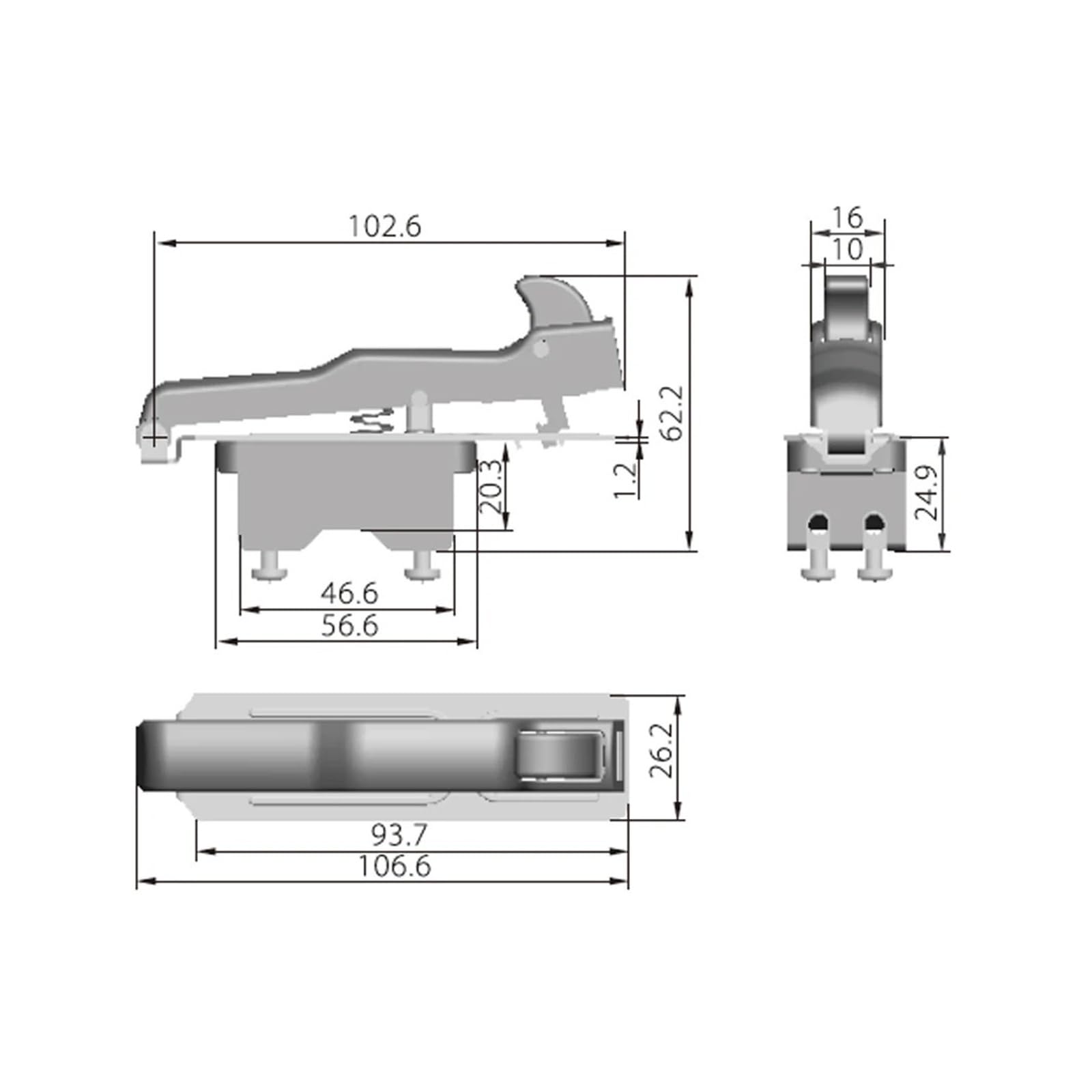 Interruptor de botón pulsador eléctrico de bloqueo de 2HP, HY44BC 125/250V 25/20A, for herramientas de gatillo de máquina rectificadora grande