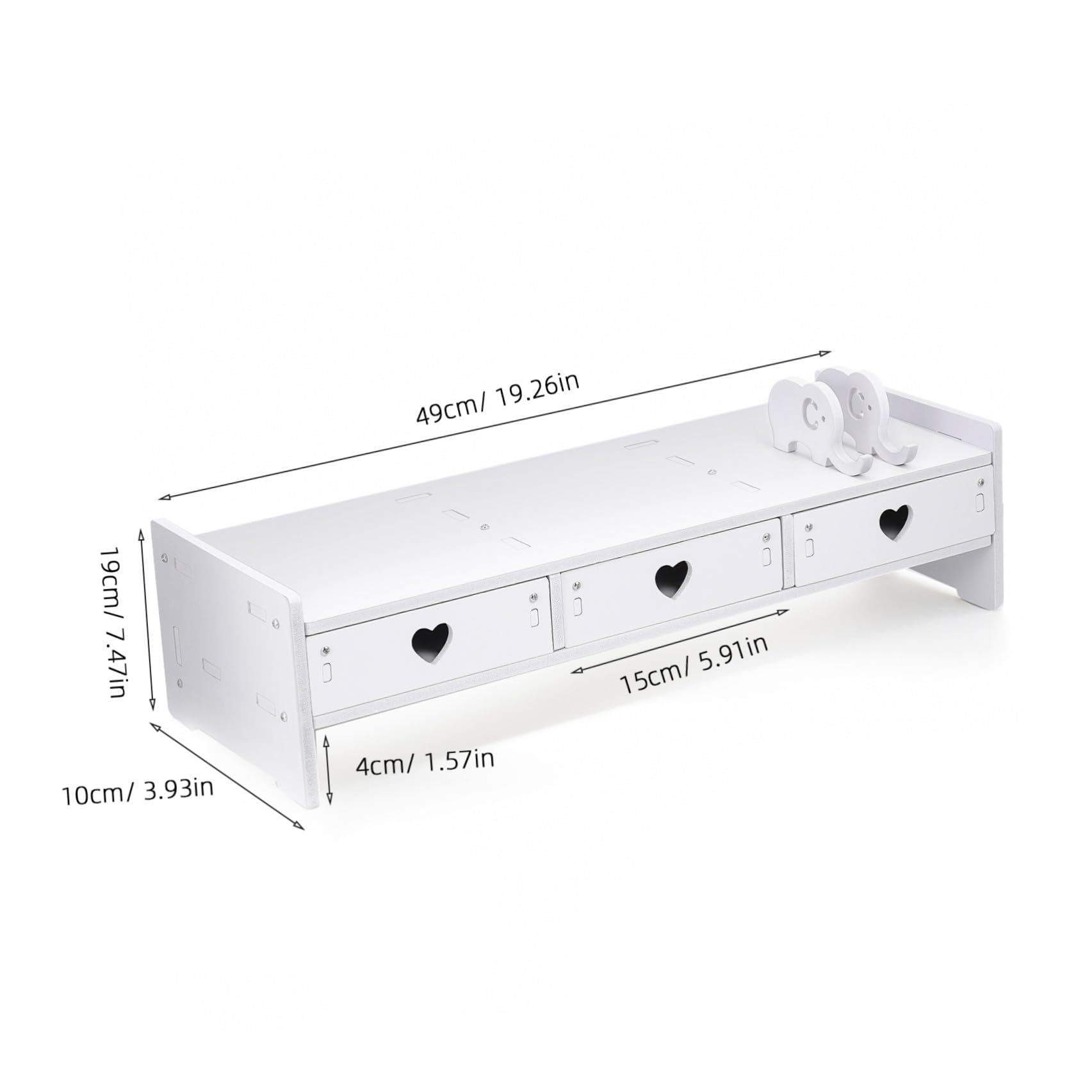 PRETYZOOM Supporto Monitor Cassetti Bianco in Pvc, Rialzo Scrivania