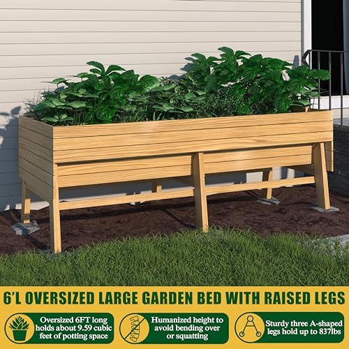 Image of BlueWish 28.5 inch H Raised Garden Beds Outdoor, Raised Garden Bed with 837 lbs Capacity, Detachable Liner, Planter Box for Outdoor, Patio, Backyard, Natural