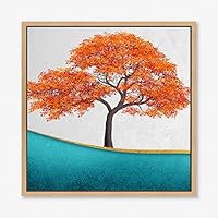 Framed Canvas Wall Art Colorful Trees Canvas Prints Home Artwork Decoration for Living Room,Bedroom - 16x16 inches