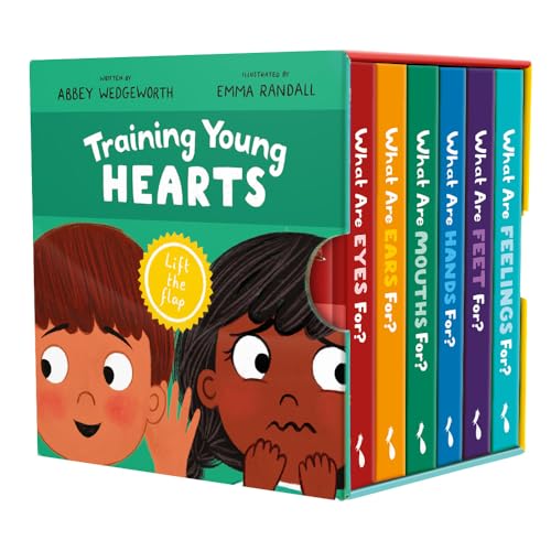 Image of Training Young Hearts Board Books Boxed Set: 6 Lift-the-Flap Board Books & Guide for Grown-Ups (Christian Books for Babies, Toddlers, Preschoolers & ... For? Mouths, Feet, Ears, Eyes, Feelings)