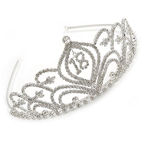 Tiara de princesa 18 para bodas y bailes de graduación con cristales 4