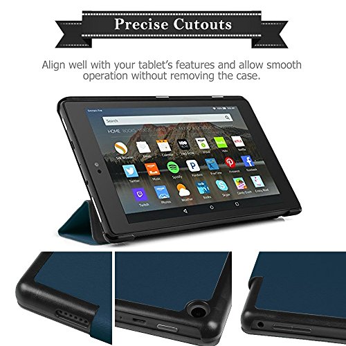 Fire HD 8 Case - Zerhunt Ultra Light Slim Fit Protective Cover with Auto Wake/Sleep for Fire HD 8 Tablet (2018/2017 Release,8th/7th Generation) Blue, Not Suit for 10th 2020 Release