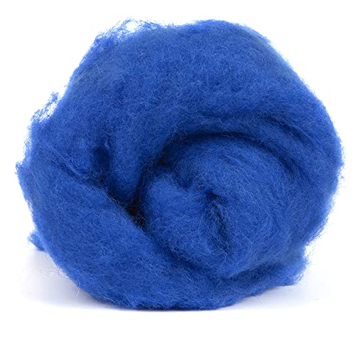 Image of Desert Breeze Distributing Maori Wool Carded Batting, 100% Natural New Zealand Wool Made by DHG in Italy for Needle Felting, 3.5 OZ, 27 Micron, Color Royal Blue