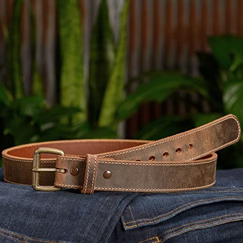 Bullhide Belts Mens Leather Steel Core Belt, Heavy-Duty, Genuine Full Grain Stitched Leather Belts 1.50" Wide Made in the USA2