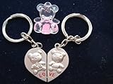 LoveU. KBF52003 Split Heart keychain with a cute hand painted bear - Gift for couples