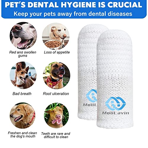 MoiiLavin Pet Toothbrush for Small to Large Dogs Cats,Soft High Grade Finger Toothbrush,Teeth Oral Cleaning,Dental Care, 1 Set for Two Fingers White (6)