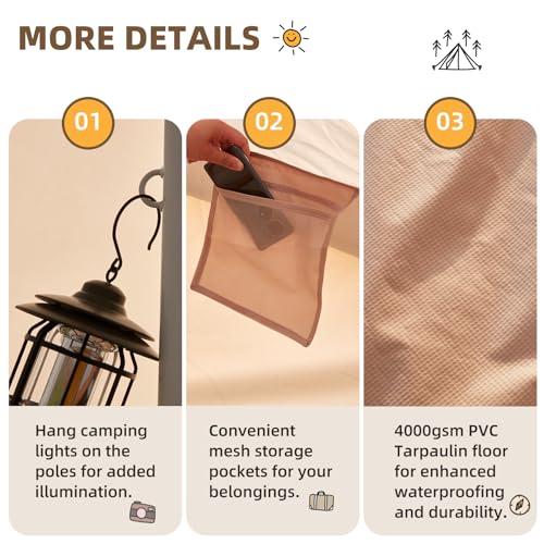 Carpa Bell para Camping Familiar 9.8FT Beige 4 Temporadas miniatura 5