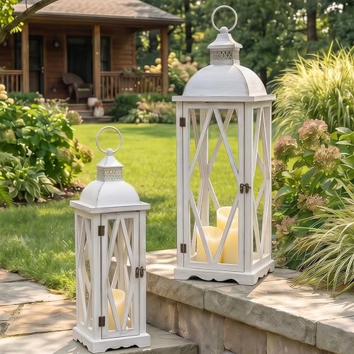Perfnique Farmhouse Outdoor Lanterns for Patio...